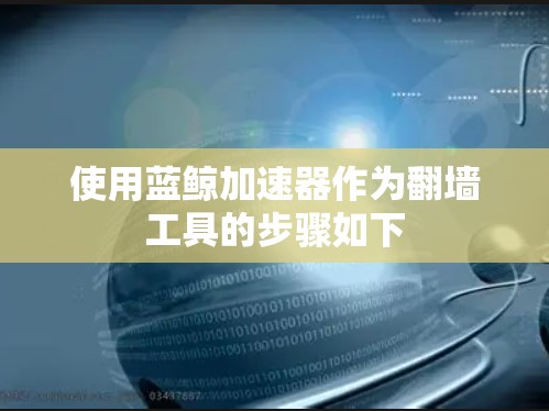 使用蓝鲸加速器作为翻墙工具的步骤如下